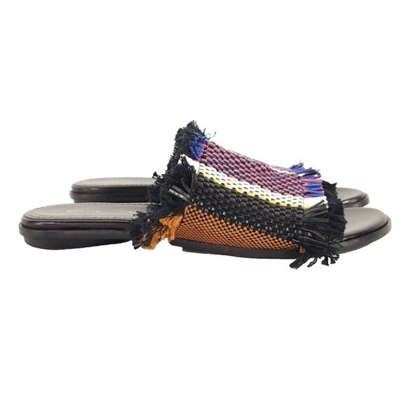 Proenza Schouler Woven Raffia Fringe Slides Size 38 US 7.5 Women's Sandals $595 - Picture 5 of 13